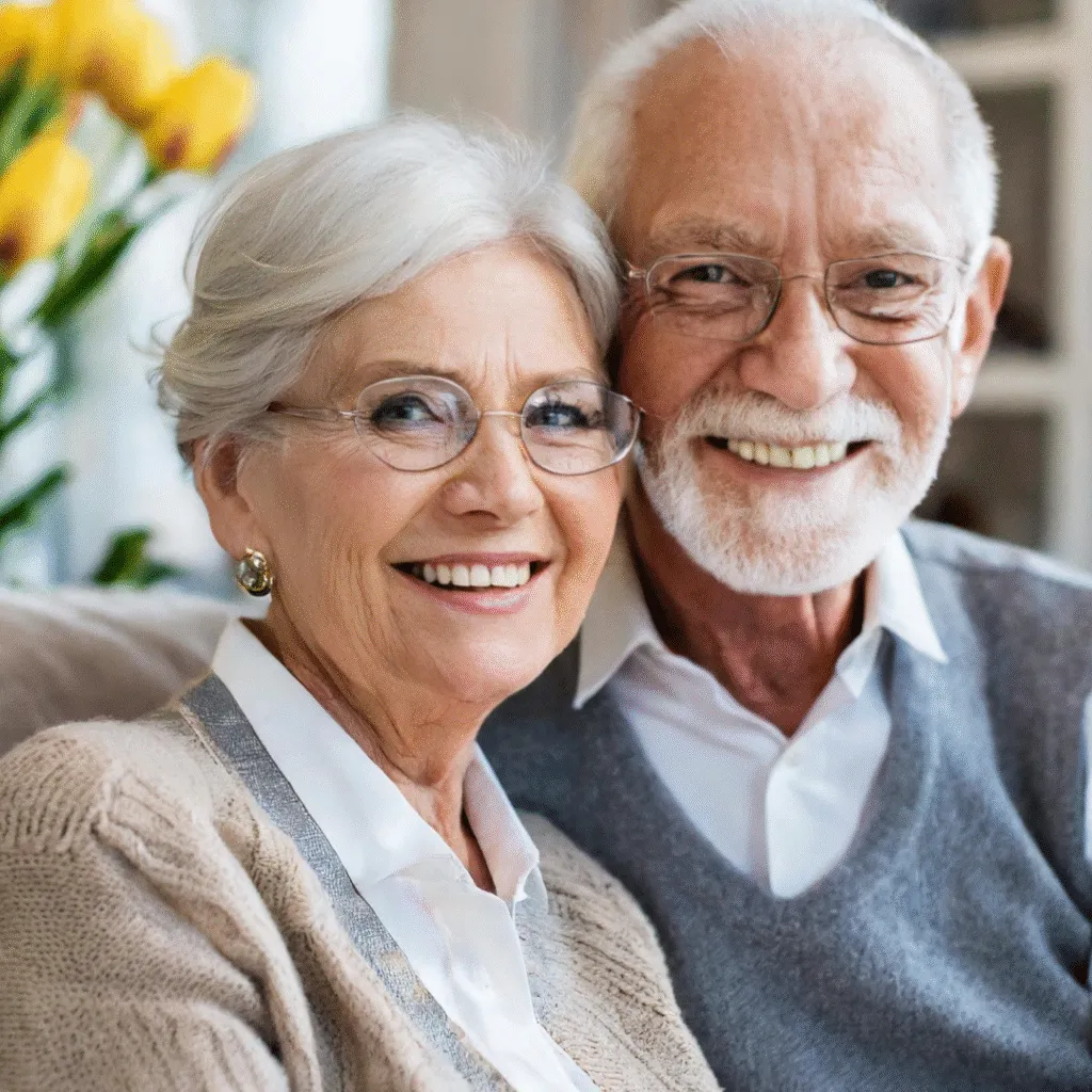 zdjęcie zadowolonej babci i dziadka usmięchnięci